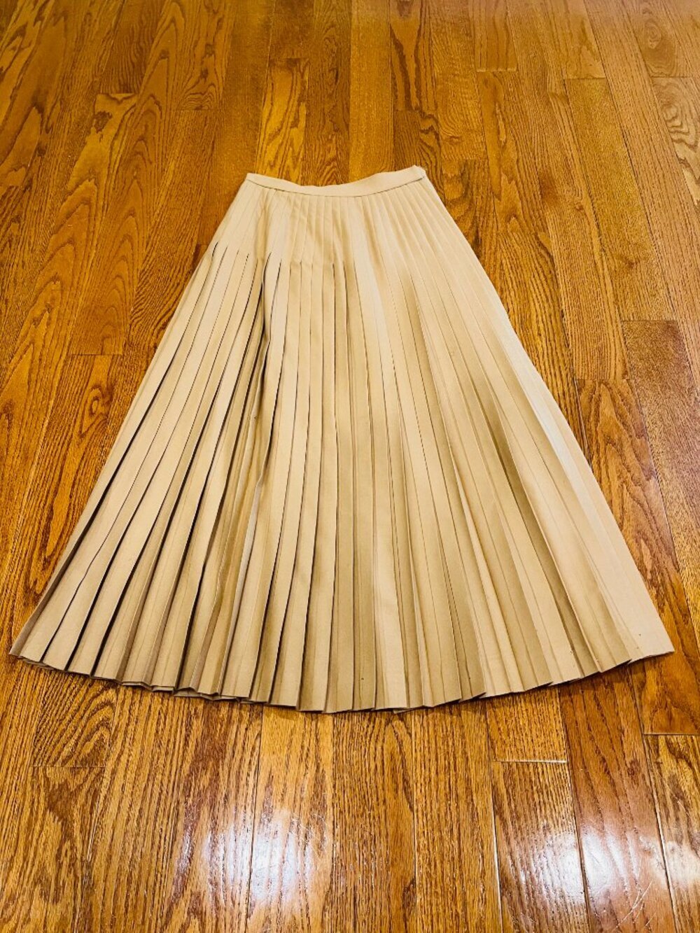VTG Linda Allard Ellen Tracy 100% Wool Pleated Maxi Skirt Tan Beige 4 90s Luxury - Picture 3 of 14